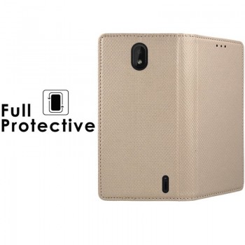 Telone atverčiamas dėklas - auksinės spalvos (NOKIA 1 PLUS)